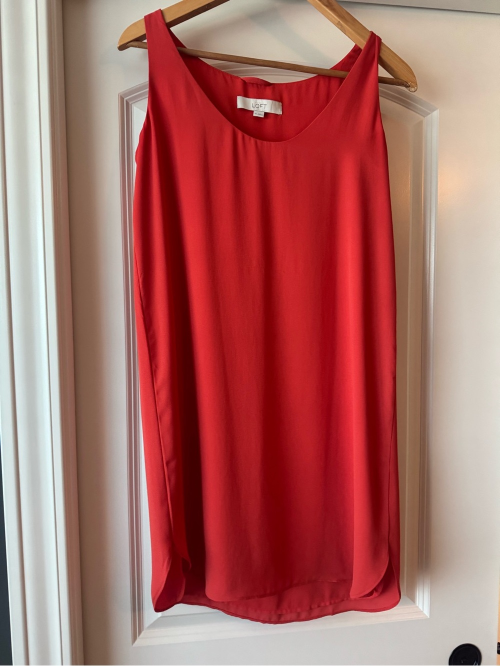 LOFT Coral-Red Orange Sleeveless Shift Dress